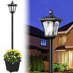 Icerona 64 Inch Outdoor Solar Lamp Post Light with Planter, 60 High Lumen Solar Street Light, Solar Post Lights Waterproof for Pathway,Garden,Driveway,Lawn,Front Back Door Outside Pole Lamp 6000K