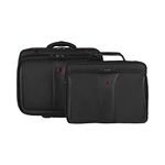 WENGER Patriot 17 Inch 2-Piece Business Wheeled Briefcase with Matching 15.4 Inch Laptop Case in Black (25 Litre), Swiss Designed, 600662