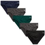 Reebok Men's Underwear - Quick Dry Performance Low Rise Briefs (5 Pack), Maritime Blue/Forged Iron/Green/Black, X-Large