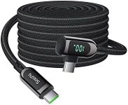 SooPii 100W Right Angle USB C to USB C Cable,10FT Zinc Alloy Braided Type-C Cable with LED Display for lphone 15, lPad Air/Pro,MacBook Pro,Samsung S23/S22/S10,Pixel,LG(10ft,Black)