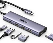 UGREEN USB C Hub, 5-in-1 USB-C Hub with 4K@60Hz HDMI, 100W Power Delivery, 3 USB-A 3.0 Data Ports, USB C Dock Adapter for MacBook Pro/Air, iPad Pro, Mac Mini, Surface, XPS, Thinkpad, Galaxy, and More