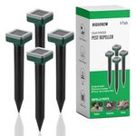 Mole Repellent for Lawns, 4 Pack Ultrasonic Solar Rodent Repellent for Yard, Snake, Gopher, Vole, Groundhog, and Chipmunk Deterrent Outdoor (2026 NEW)