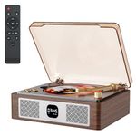 CARONSORT Nostalgic Retro Bluetooth CD Player for Home,Built-in HiFi Speakers with LCD Screen Display,Supports USB Ripping/Optical/Coaxial/3.5mm/FM Radio with Remote Control-Wired Walnut Brown