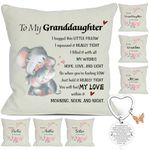 Granddaughter Gifts from Grandma Grandad, To My Granddaughter Gifts Double-Sided Pattern Throw Pillow Cover and Keyrings, 45X45CM Cushion Cover Gifts for Granddaughter Birthday, Christmas, Graduation