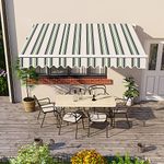 Greenbay 3 x 2.5m DIY Patio Retractable Manual Awning Garden Sun Shade Canopy Gazebo Multi-Stripe with Fittings and Crank Handle