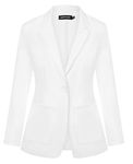 MINTLIMIT Blazers for Women Casual Long Sleeve Open Front Cardigan Button Work Office Blazers Jackets with Pockets, White, Small