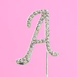 4.5cm Clear Crystal Diamante Rhinestone Cake Topper Alphabet Letters - Silver Letter A