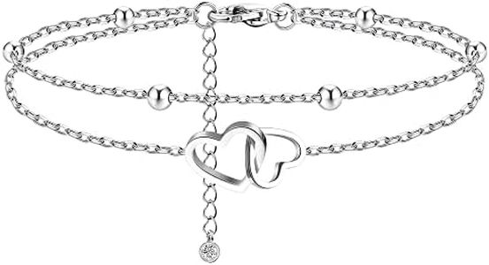 FIBO STEEL Stainless Steel Ankle Bracelet for Women Teens Cute Butterfly Sequin Infinity Cross Heart Evil Eye Pendant Layered Anklets Adjustable Foot Jewelry, Metal, Cubic Zirconia