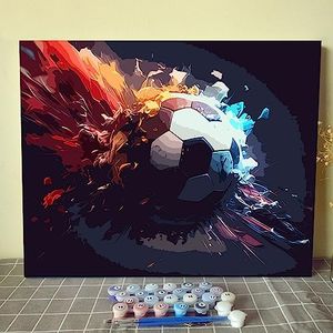 DIY Paint by Numbers for Adults Kids Soccer Fire Paint by Numbers DIY Painting Acrylic Paint by Numbers Painting Kit Home Wall Living Room Bedroom Decoration,16X20 Inch DIY Frame Abstract paint