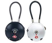 DOCOSS-Set of 2-107-METAL TSA Lock 3 Digit Strong String Cable for Luggage Bag Password Travel Locks(Muliti-Color)