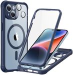 ESR Magnetic for iPhone 14 Case [Compatible with MagSafe] Full-Body Military-Grade Drop Proof Phone Case for iPhone 14 with Built-in 9H+ Tempered Glass Screen Protector, Clear Blue