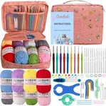 ZICALSO Crochet Kit for Beginners Adults,Beginner Crochet Kits with Yarn,Learn to Crochet Kit,Crochet Supplies,Ergonomic Crochet Hooks and Small Crochet Hooks