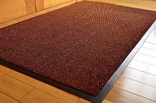 TrendMakers Door Mat Indoor Outdoor Floor Mat Non Slip Hard Wearing Barrier Mat. PVC Edged Heavy Duty Large Kitchen Rubber Doormat Home Office - Brown/Black - 120x180cm