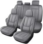 MINGBRON Leather Car Seat Covers,Car Seat Covers Full Set,Automotive Seat Covers 5 Seats,Fit for Most Cars SUV and Most Sedans Grey