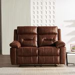 Amazon Brand - Solimo Garcin Manual 2 Seater Leatherette Recliner (Dark Brown)