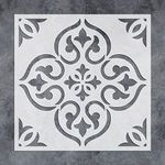 GSS Designs Reusable Moroccan Tile Stencil 12x12Inch Large Floor Stencils for Painting Floors 12x12 Wall Stencils for Painting Concrete Stencils for Patio Paint Stencils for Walls and Floors