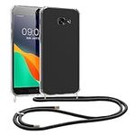 kwmobile Crossbody Case Compatible with Samsung Galaxy A5 (2017) Case - Clear TPU Phone Cover w/Lanyard Cord Strap - Black/Transparent