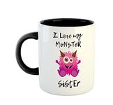 ASHVAH I Love You My Monster Sister Coffee Mug - Best Gift for Sister on Birthday/Rakshabandan/Rakhi - Black