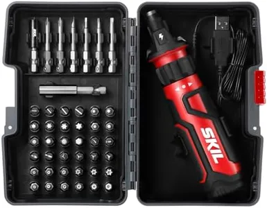 SKIL Rechargeable 4V Cordless Screwdriver with Circuit Sensor Technology, Includes 45pcs Bit Set, USB Charging Cable, Carrying Case - SD561204