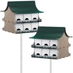 S&K Dual Purple Martin Houses, Expandable Option, 24 Rooms – Durable Plastic Construction, Versatile Design, Green/Tan/White Color