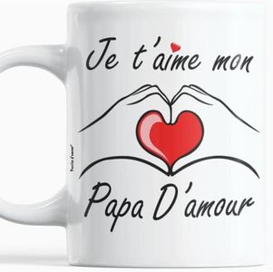 Paroles d'amour Cadeau Fete des Peres Mug Je t'aime Mon Papa d'Amour Cadeau Original pour l'anniversaire de papa fête de fin d'année Noel Idées cadeaux originale Fête des pères Tasse message