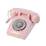 TelPal Pink Telephones, Corded Telephone Classic Rotary Dial Home Phones Antique Vintage Phone of 1930s Old Fashion Business Telephone Home Office Decors