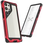 Ghostek ATOMIC slim S23 Ultra Case with Clear Back and Aluminum Metal Bumper, S-Pen Access Military Grade Shock Absorbent Protective Phone Cover Designed for 2023 Samsung Galaxy S23 Ultra (6.8") (Red)