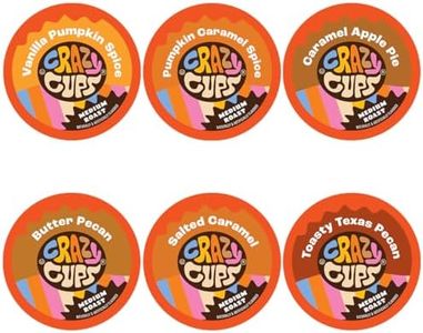 Crazy Cups Fall Coffee Pods Variety Pack for Keurig K Cup Coffee Maker, Single Serve Fall Flavor Coffee Pods, Seasonal Favorites Fall Blend Sampler, 50 Count