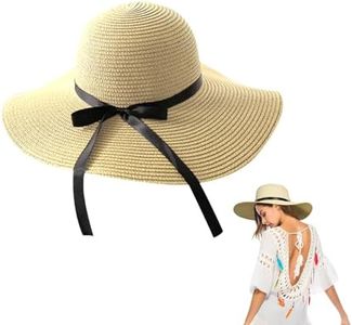 UILYNIU Chapeau de Paille Solaire pour Femme à Large Bord, Chapeau de Paille Pliable à Large Bord pour Femme, Chapeau de Paille de Femmes, Plage Chapeau de Soleil pour Voyage Décoration (Kaki)