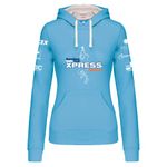 Barcelona Padel Tour | Xpress Hoodie | Women's Sports Jacket with Padel Print | Cotton Sportswear, sky blue, L