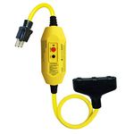 Electriduct GFCI Inline 15 Amp with 2FT Triple Tap Cord UL Outdoor Waterproof 15 Amp 12 Gauge Auto Reset GFI Adapter