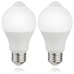 CICINY Motion Sensor Light Bulbs- 9W(60-Watt Equivalent), E26 5000K Daylight A19 800LM Outdoor/Indoor, Dusk to Dawn Security Light Bulbs for Entrance, Porch, Stairs, Hallway, Garage, Storeroom 2 Pack