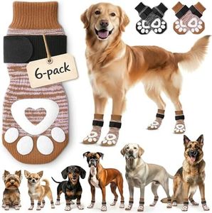 Anti Slip Dog Socks for Hardwood Floors, 6 Pack | Dog Socks to Prevent Licking Paws and Add Traction | Paw Protection for Senior Dogs | Dog Booties Alternative - XL