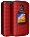 Case for Alcatel TCL Flip 2 Phone (2022), NakedcellPhone [Grid Texture] Slim Hard Shell Protector Cover for T408DL / TFALT408DCP - Red