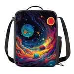 Kuiaobaty Outerspace Planet Nebula Lunch Bag for Teen Girls Boys, Fluid Art Galaxy Insulated Food Bag with Adjustable Straps