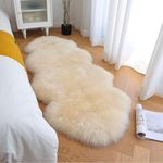 WL&ALLEN Large Sheepskin Rug Genuine Thick and Lush 3 Inch Pile，Luxury Australian Pelts |Large Sheepskin Wool Area Rugs (Large Single & a Half Pelt 2'6" x 5‘，Ivory White)