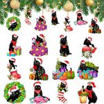 Barydat 24 Pcs Wooden Cat Christmas Tree Ornaments Black Cat Christmas Ornament Cute Black Cat Decor Christmas Tree Topper Cat Wood Xmas Tree Cat Decorative Hanging Ornaments for Cat Lovers Women Men