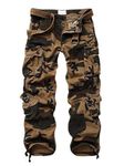 Men's BDU Casual Military Pants, Cotton Camo Tactical Wild Combat Cargo ACU Rip Stop Trousers with 8 Pockets #7533-Blackhawk Camo,34