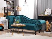 Wooden Furniture City | Chesterfield Chaise Lounge Couch Button tuffted Velvet Diwan for Your Loving Space Living Room, Office, Bedroom (Teal)