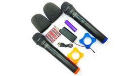 Wilsons Set of 2/ Dual Wireless Microphones, UHF Karaoke Dynamic mic with Type C Rechargeable Receiver 6.35mm Jack, 30-50 Meter Cordless Range for Speech, Anchoring & Singing