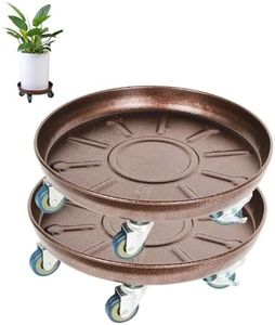 Fiita 2 Pieces Round Flower Pot Mover Rolling Plant Pallet Dolly Caddy - Rolling Plant Stand with Wheels Planter Caddies Round Flower Pot Mover Plant Dolly Holder Planter Trolley Casters