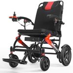 TopMate EW11 Electric Wheelchair for Seniors and Adults Lightweight Foldable, Power Wheelchair Compact and Portable with Dual Motors, Removable 24V 12.5A Battery, Airline Approved for Travel – Red