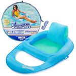 SwimWays Spring Float Premium Recliner Pool Lounger for Swimming Pool, Inflatable Pool Floats Adult with Fast Inflation for Ages 15 & Up, Sky Blue