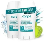 Carpe Deodorant Underarm Antiperspirant - Advanced Sweat & Odor Protection Formula - Sport Deodorant for Men & Women - Combat Excessive Sweating with Odor Control - Clean Sport Scent (Pack of 2)