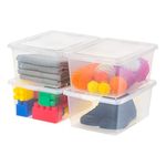 IRIS USA 16 L Storage Box Stackable BPA-Free Plastic Bin with Lid, 4 Pack, Organizing Containers, Clear