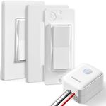 SURAIELEC 3 Way Wireless Light Switch and Receiver Kit, Decorator Rocker Wall Switch, 15 AMP, 100FT, No Wiring No WiFi, Remote Control Light Switch, Neutral Wire Required (Upgrade Antenna Model)