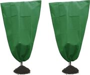 2 Packs Winter Drawstring Plant Covers- 160x100cm Warm Plant Protection Cover Bags, Frost Cloth Blanket Protecting Fruit Tree Potted Plants from Freezing Animals Eating (Green)