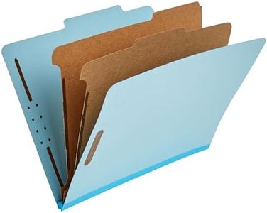 Amazon Basics Classification Folder, 100% Recycled, 2 Dividers, 2" Embedded, 12.17 x 10.39 Inch (Letter), Light Blue, 10 Count per Box