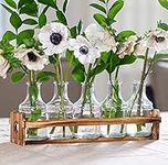 Glass Flower Vase with Wooden Holde