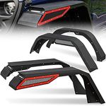 OEDRO Fender Flares w/Signal Lights Compatible with 2018-2024 Jeep Wrangler JL & JLU Unlimited (2-Door & 4-Door), Off-Road Widened Steel Front & Rear 4 PCS Set